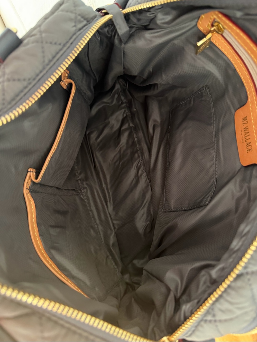 MZ Wallace Quilted Grey Shoulder Bag with Gold Hardware - Picture 7 of 10